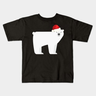 Christmas Polar Bear Santa Hat Kids T-Shirt